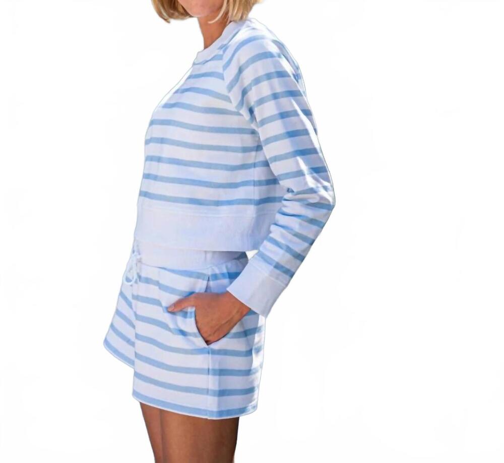 NEW SAIL TO SABLE stripe sweat shorts in blue / white - Picture 4 of 6